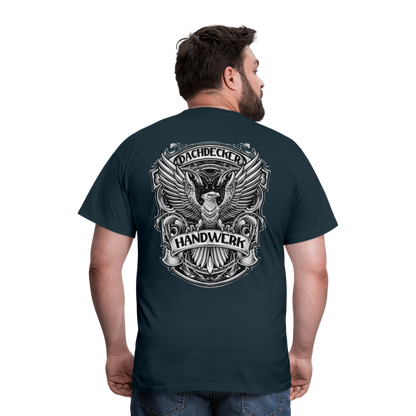 Dachdecker Handwerk Premium Männer T-Shirt Rückendruck - Navy