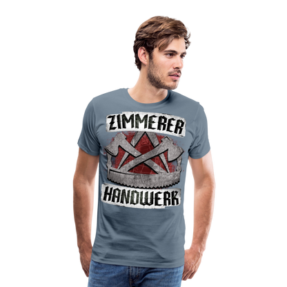 Zimmerer Handwerk - Premium T-Shirt - Blaugrau
