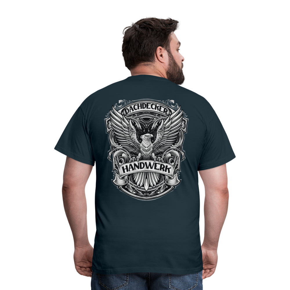 Dachdecker Handwerk Premium Männer T-Shirt Rückendruck - Navy