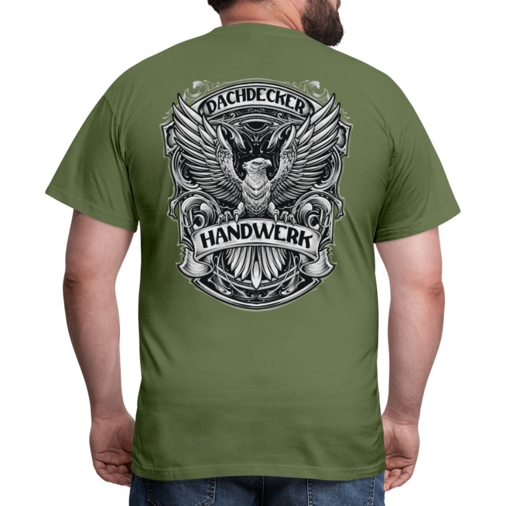 Dachdecker Handwerk Premium Männer T-Shirt Rückendruck - Militärgrün