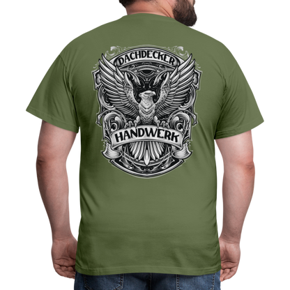 Dachdecker Handwerk Premium Männer T-Shirt Rückendruck - Militärgrün