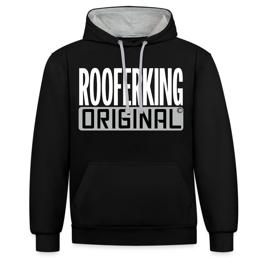 Rooferking Original - Kontrast Hoodie - Schwarz/Grau meliert