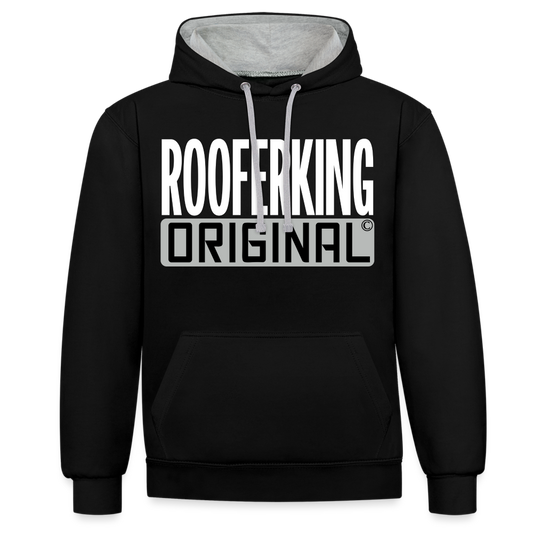 Rooferking Original - Kontrast Hoodie - Schwarz/Grau meliert