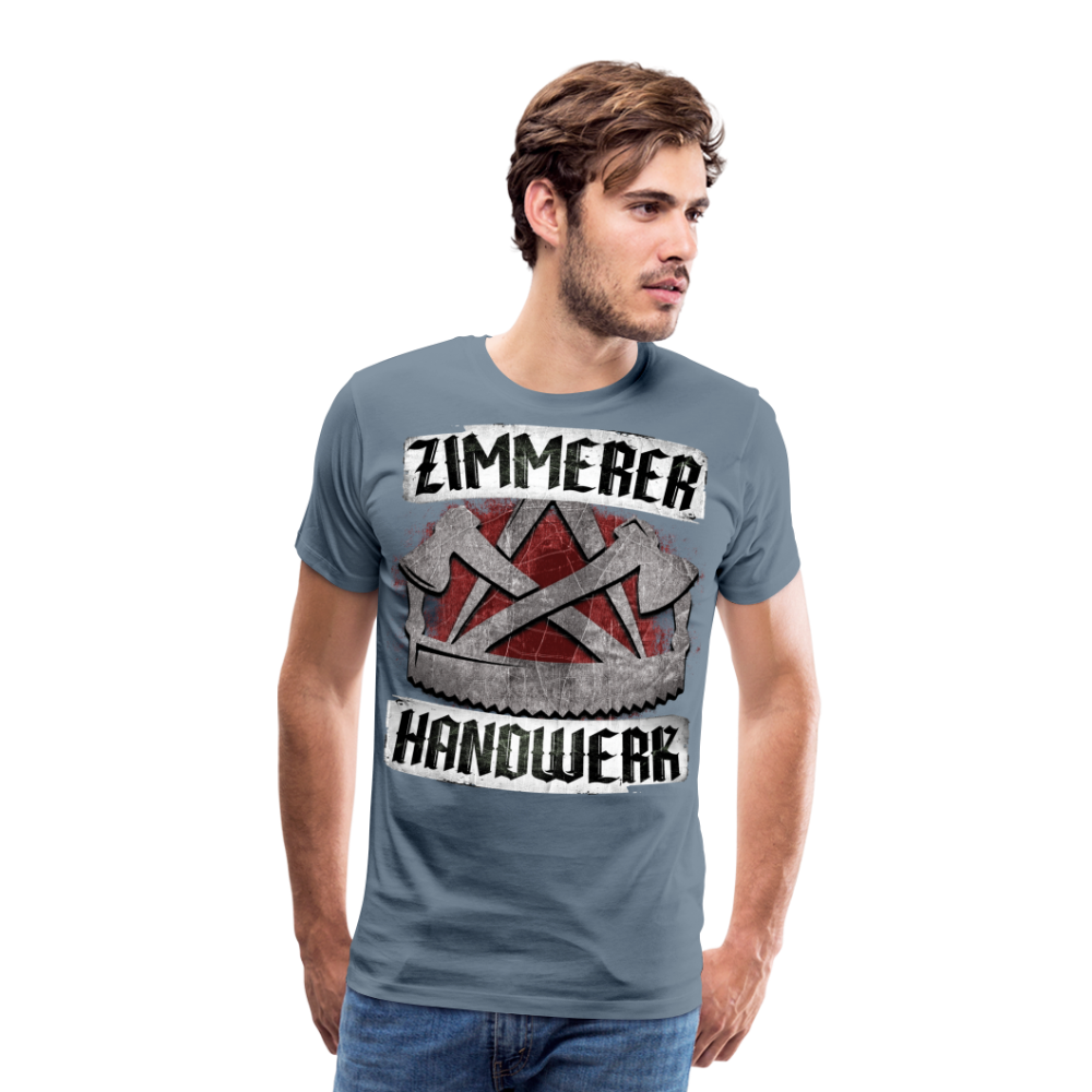 Zimmerer Handwerk - Premium T-Shirt - Blaugrau